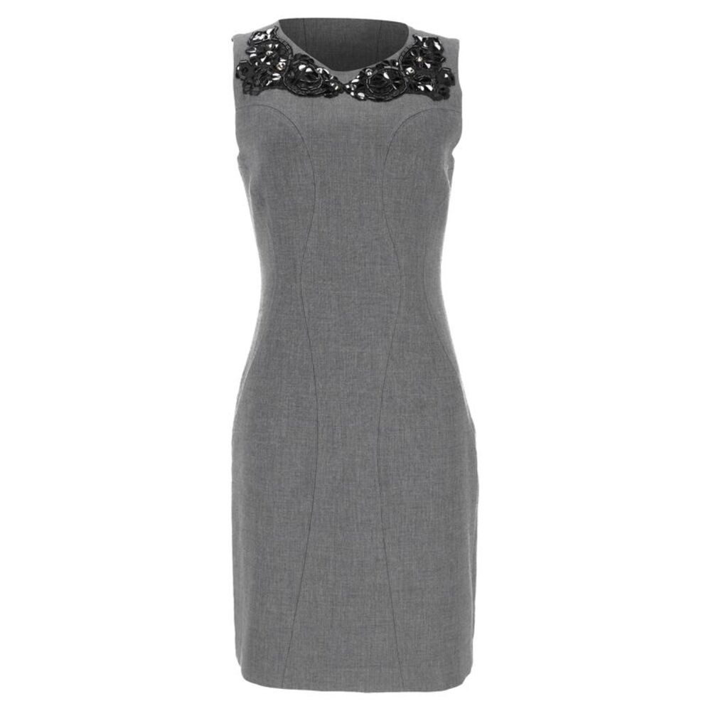 Diane Von Furstenberg Mackenzie Embellished Dress in Grey Polyester